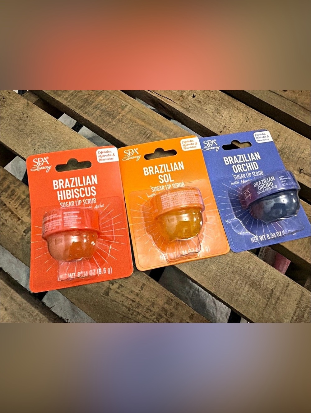 SPA Luxury Brazilian mini Sol Sugar Lip Scrub Set of 3